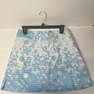 adidas Light Blue and White Floral A-Line Skirt